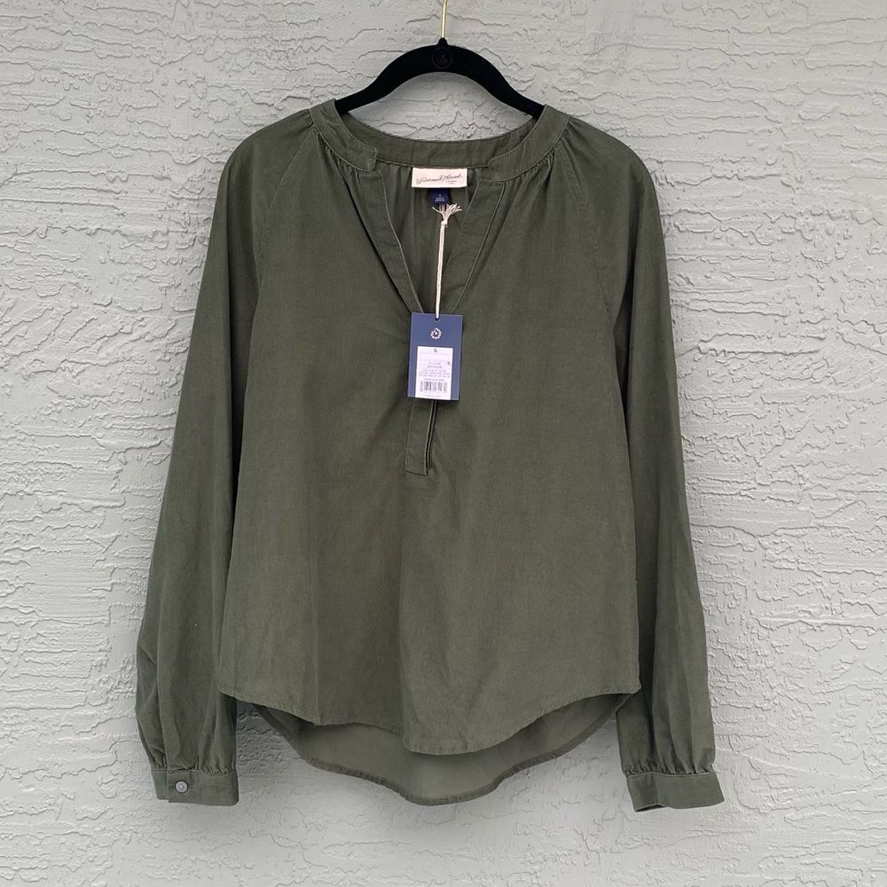 Universal Thread Women's Green Long Sleeve Popover Blouse Size S NWT